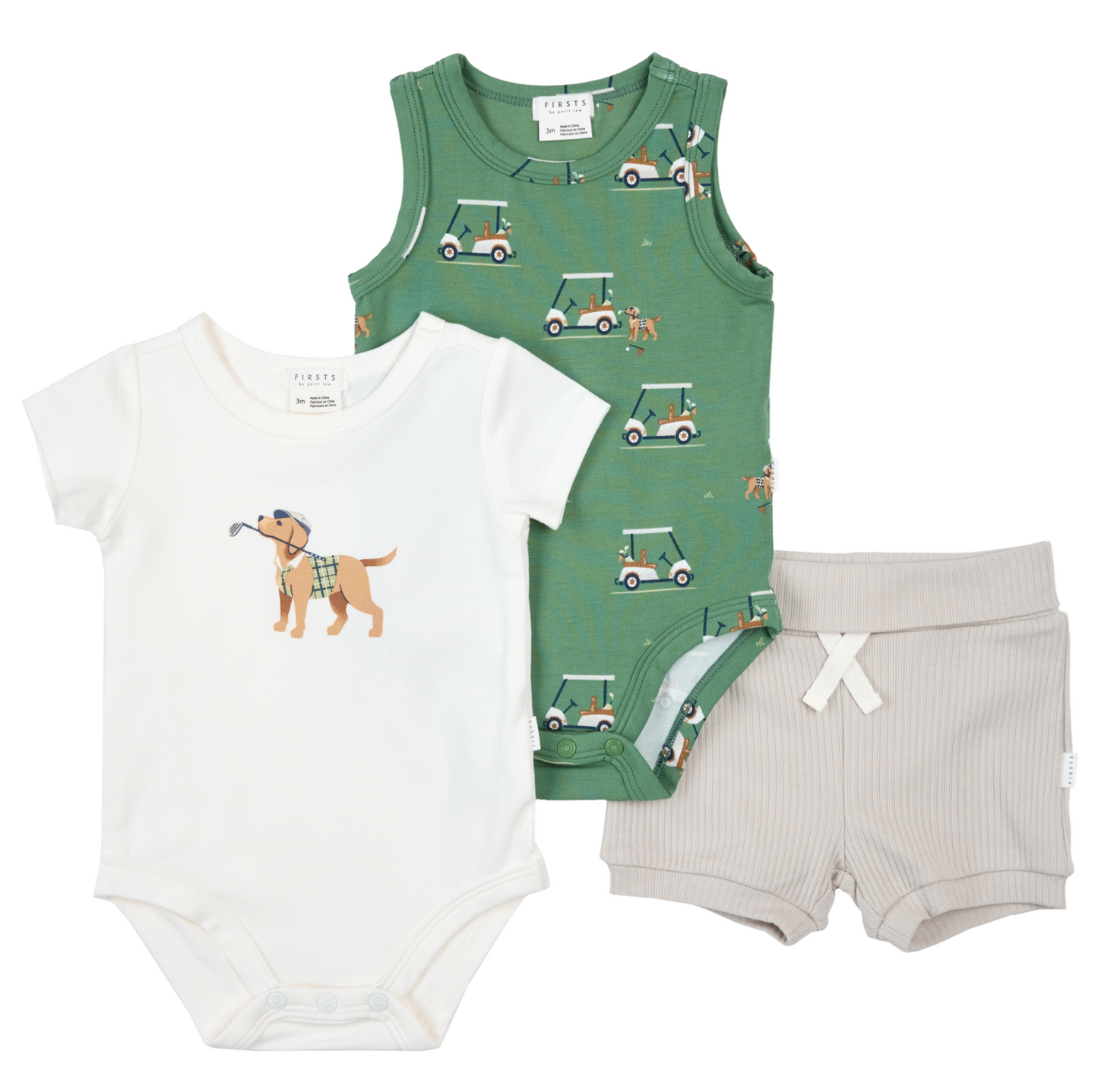 3PC Bodysuit and Shorts Set - Golf