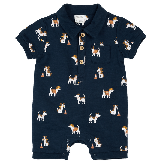 Short Sleeve Playsuit - Dogs