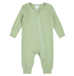 Zipper Sleeper Footless - Ribbed Green
