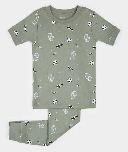 2 Piece Short Sleeve PJ Set - Soccer