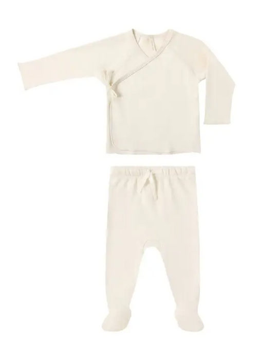 Wrap Top & Footed Pant Set - Ivory