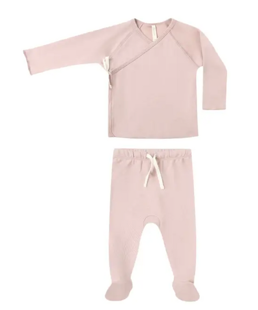 Wrap Top & Footed Pant Set - Petal