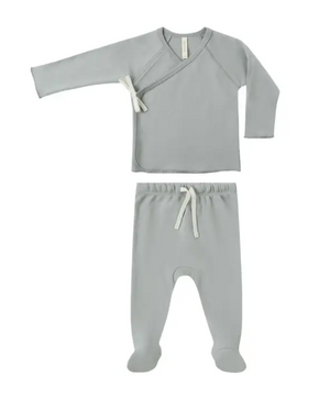 Wrap Top & Footed Pant Set - Fog