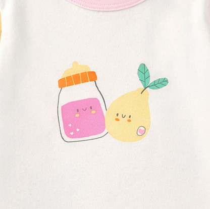 Cream, yellow and lilac T-shirt with illustration