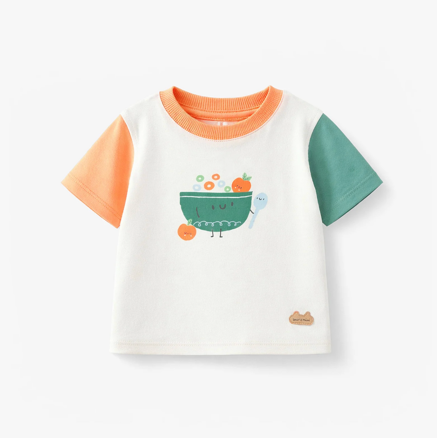 Cream, orange and green T-shirt with illustration