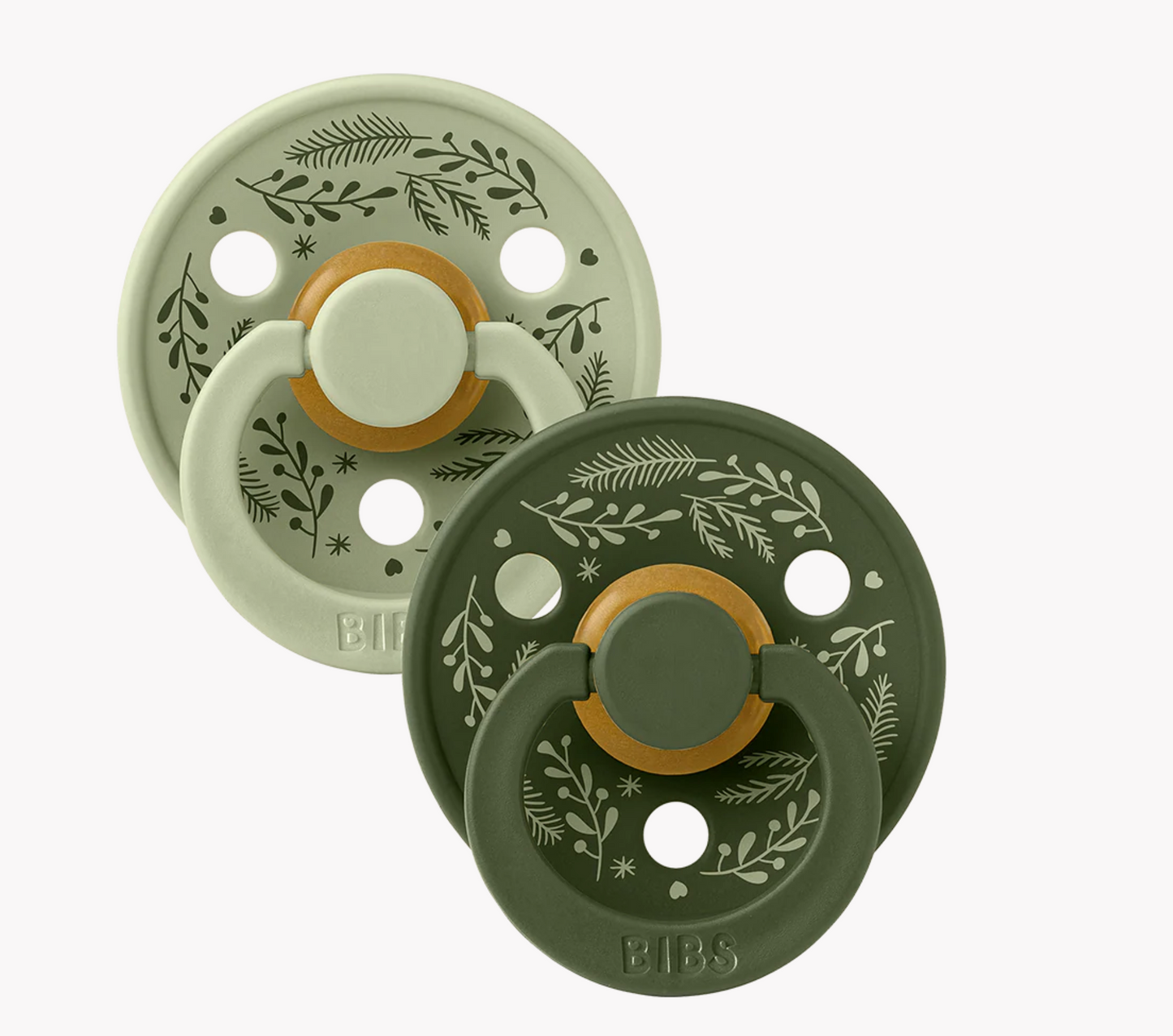 BIBS Pacifier 2PK - Holiday Leaf Sage/Hunter Green
