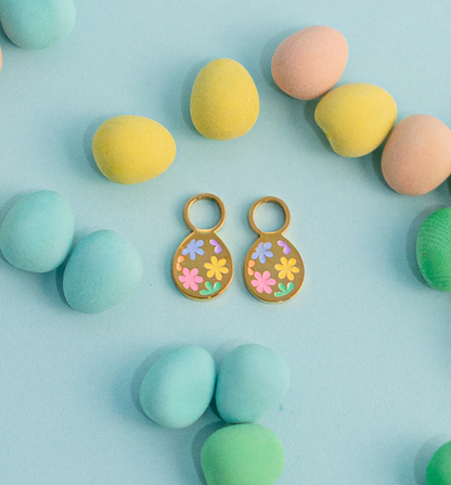 Earrings Hoop Charm - Easter Egg