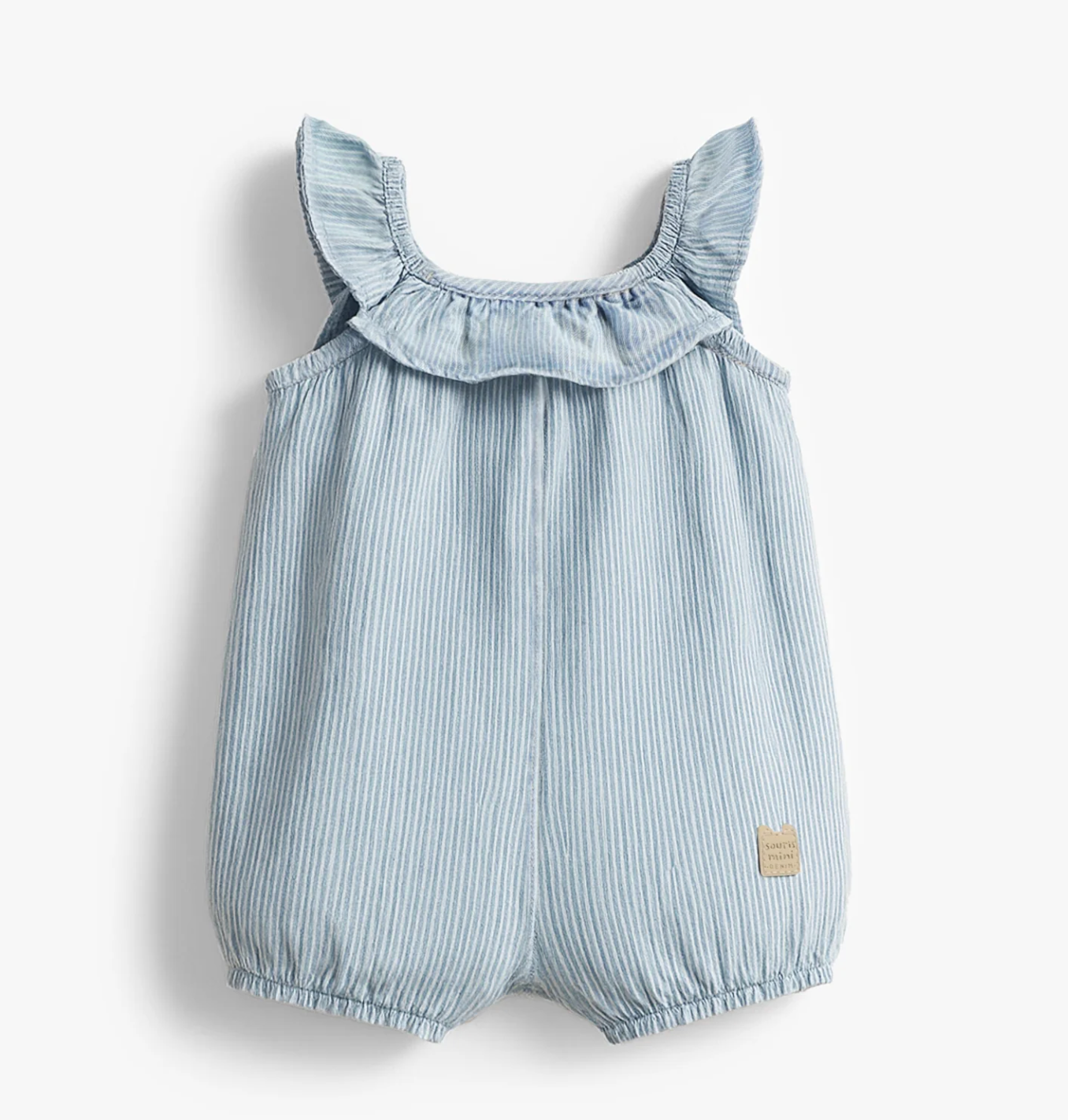 Light Blue Striped Demin Overall Romper