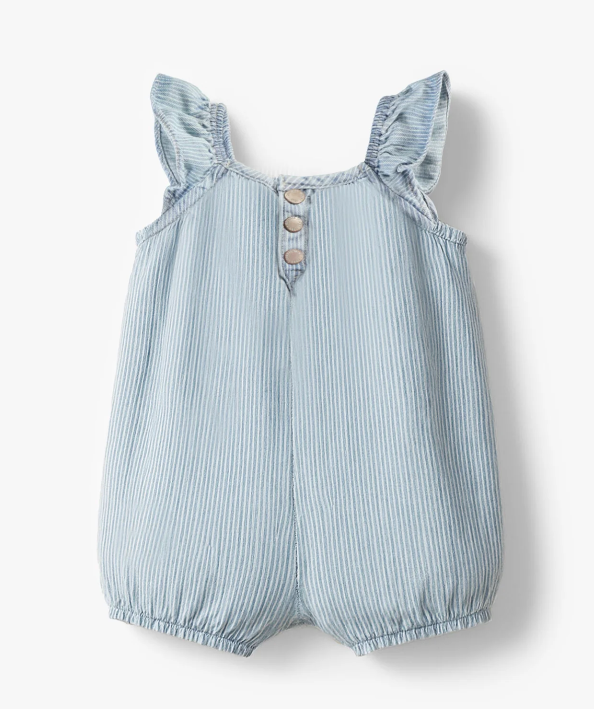 Light Blue Striped Demin Overall Romper