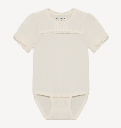 Short-sleeve Body suit with Ruffle - White