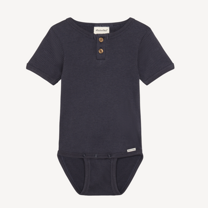 Ribbed Short-sleeve Body suit - Navy
