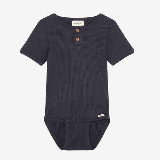 Ribbed Short-sleeve Body suit - Navy