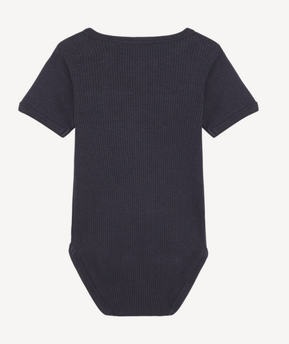 Ribbed Short-sleeve Body suit - Navy