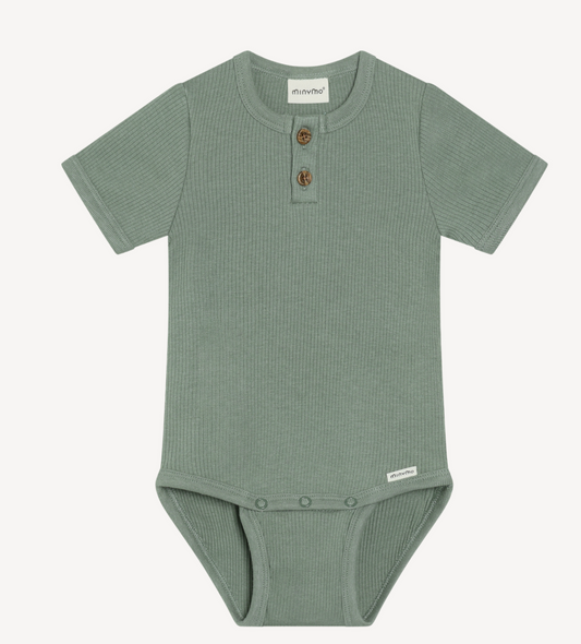 Ribbed Short-sleeve Body suit - Green