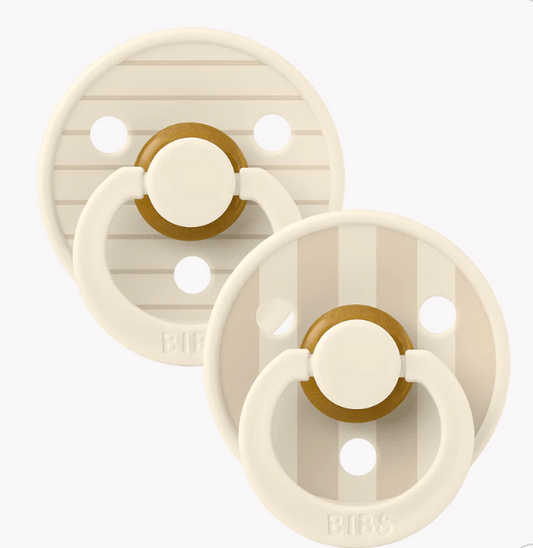 BIBS Pacifier 2PK - Ivory/Vanilla Stripe