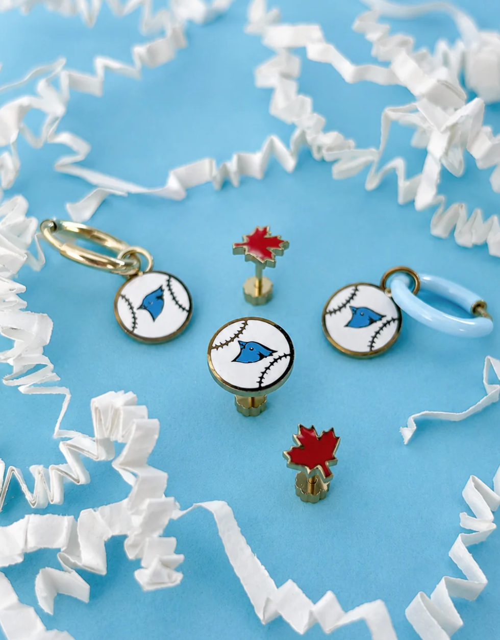 Earrings Hoop Charm - Blue Jays