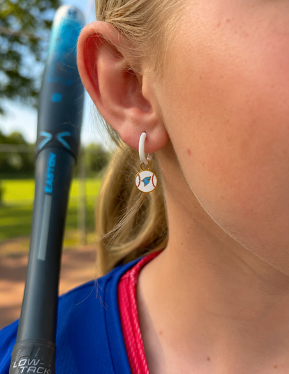 Earrings Hoop Charm - Blue Jays