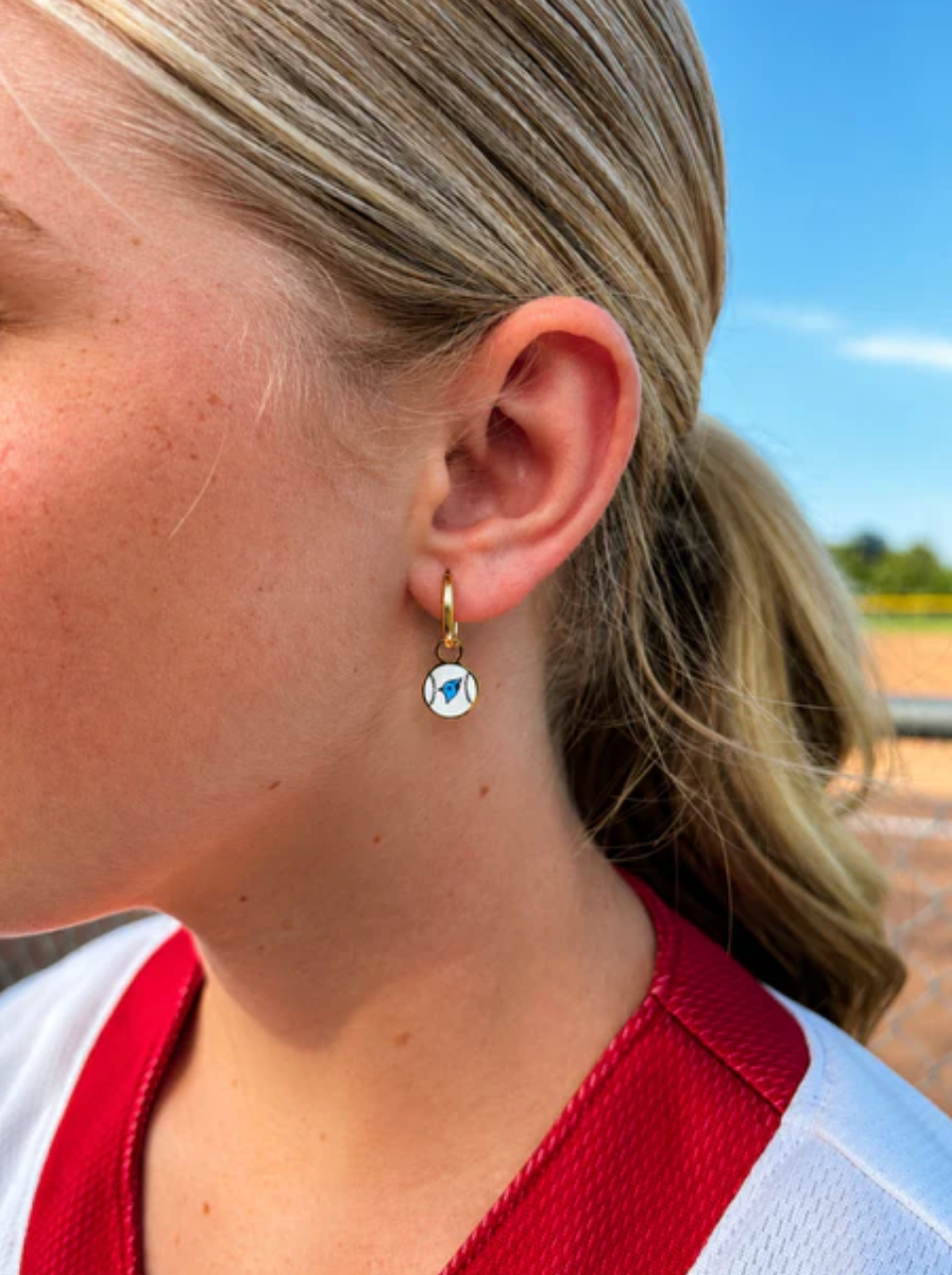 Earrings Hoop Charm - Blue Jays