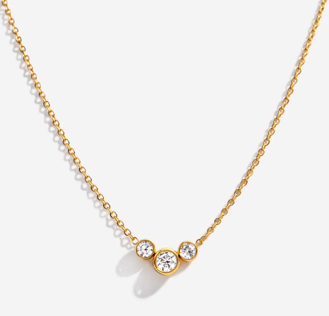 Golden necklace with cubic zirconia