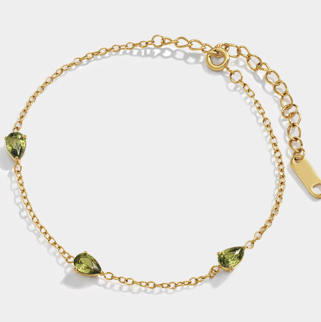 Golden Bracelet with green stone trio