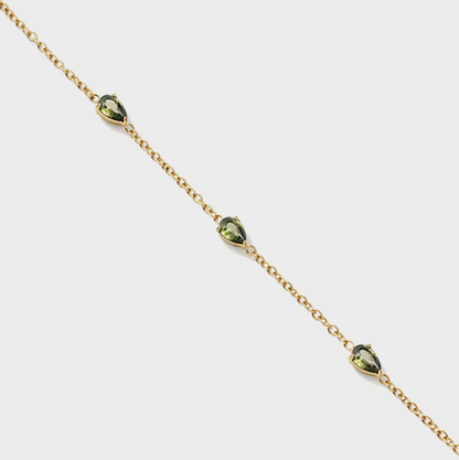 Golden Bracelet with green stone trio