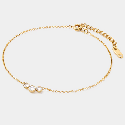 Golden Bracelet with cubic zirconia trio