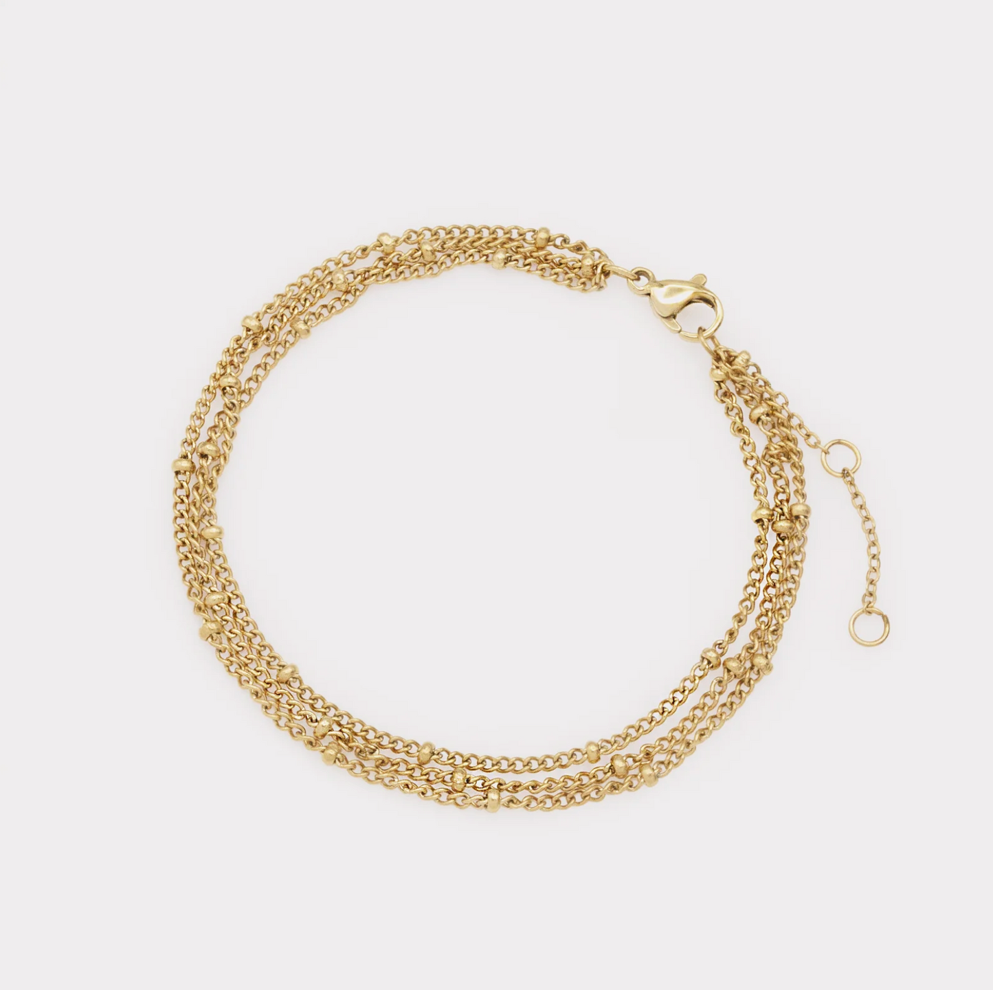 Triple beaded golden bracelet in stainless steel