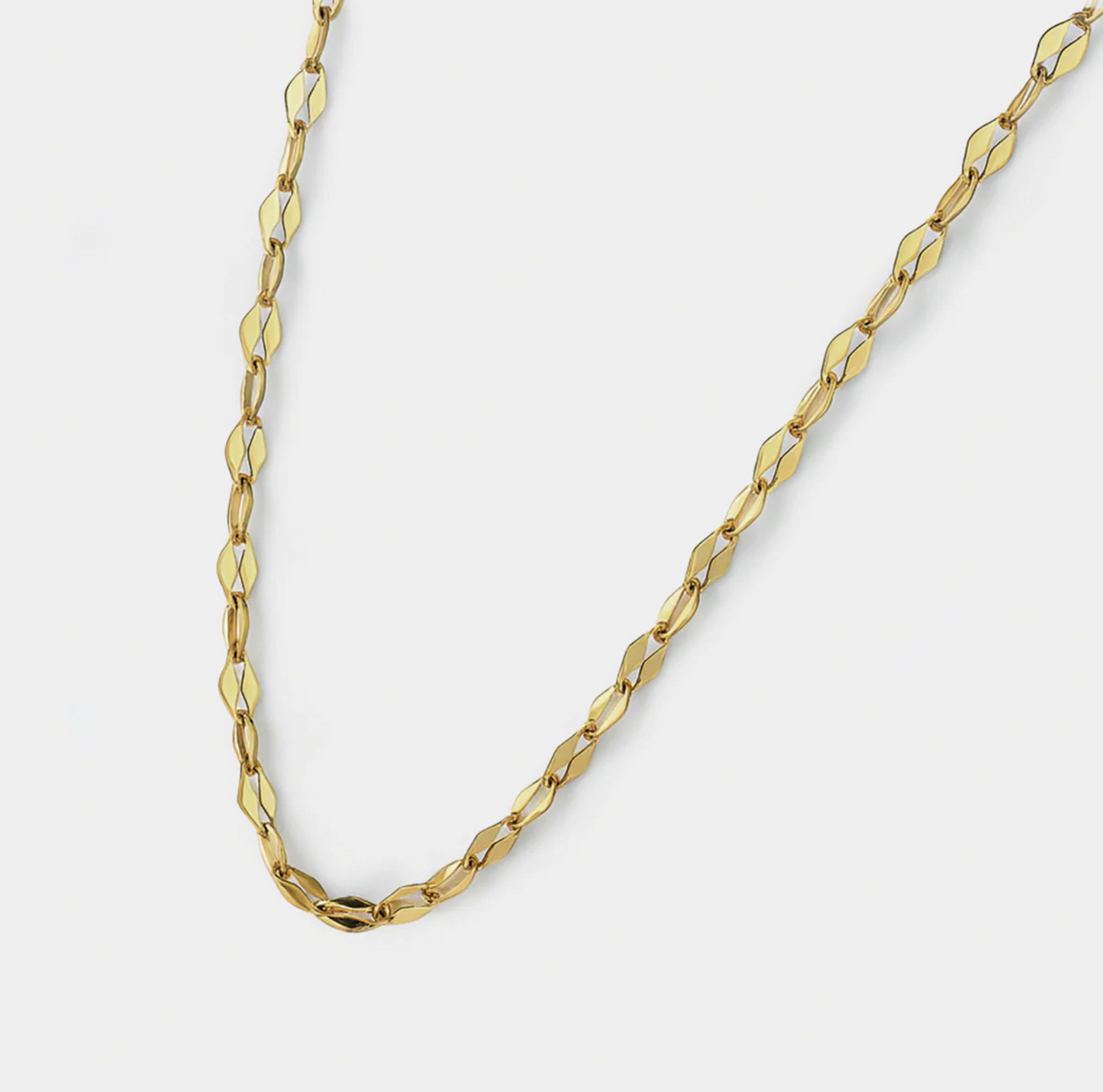 mini diamond mesh golden chain necklace in stainless steel