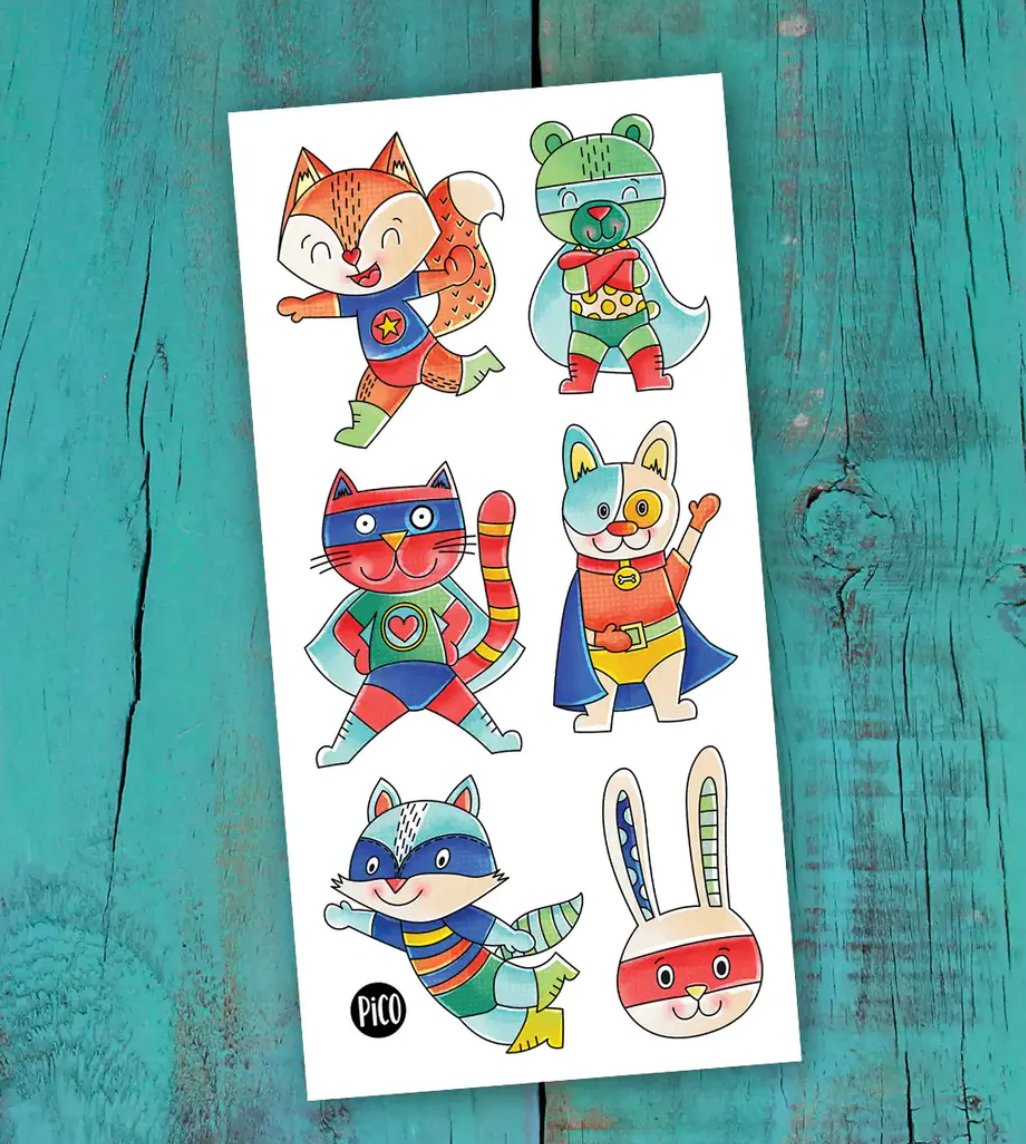 Temporary Tattoos - Animal Superheroes