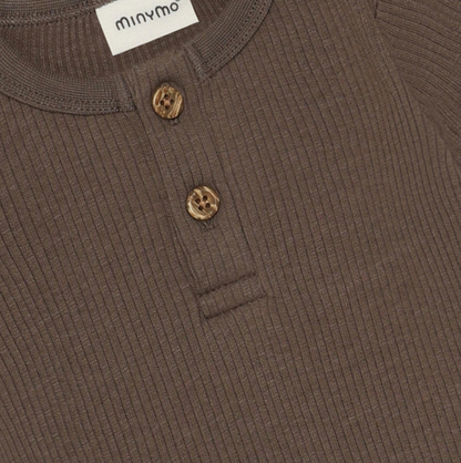 Ribbed Body Suit Long Sleeve - Chocolate