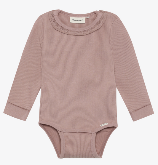 Ribbed Body Suit Long Sleeve - Blush