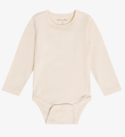 Ribbed Body Suit Long Sleeve - Cream