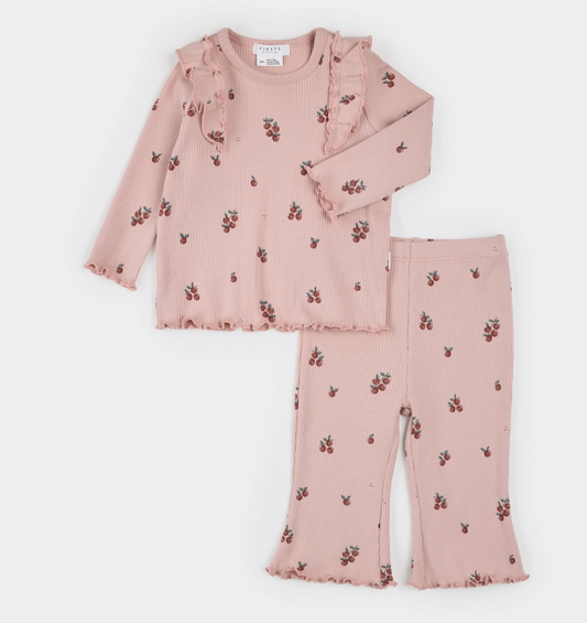 Little Apples Print on Flared Leggings Set