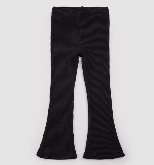 Black Flare Rib Leggings