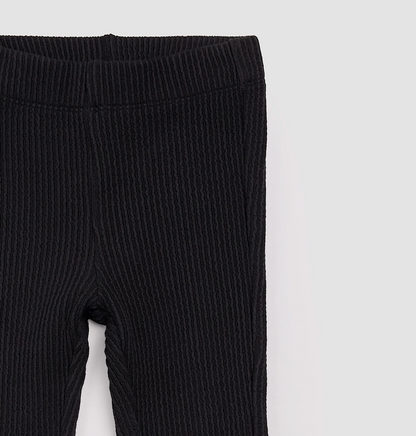 Black Flare Rib Leggings