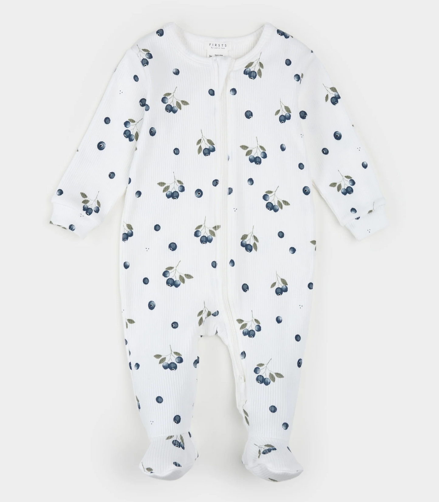 Zipper Sleeper Footed - Ribbed Blueberries