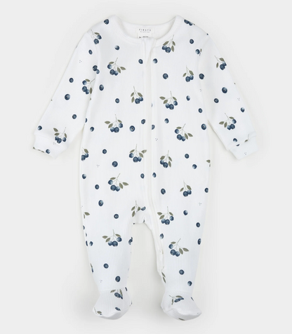 Zipper Sleeper Footed - Ribbed Blueberries