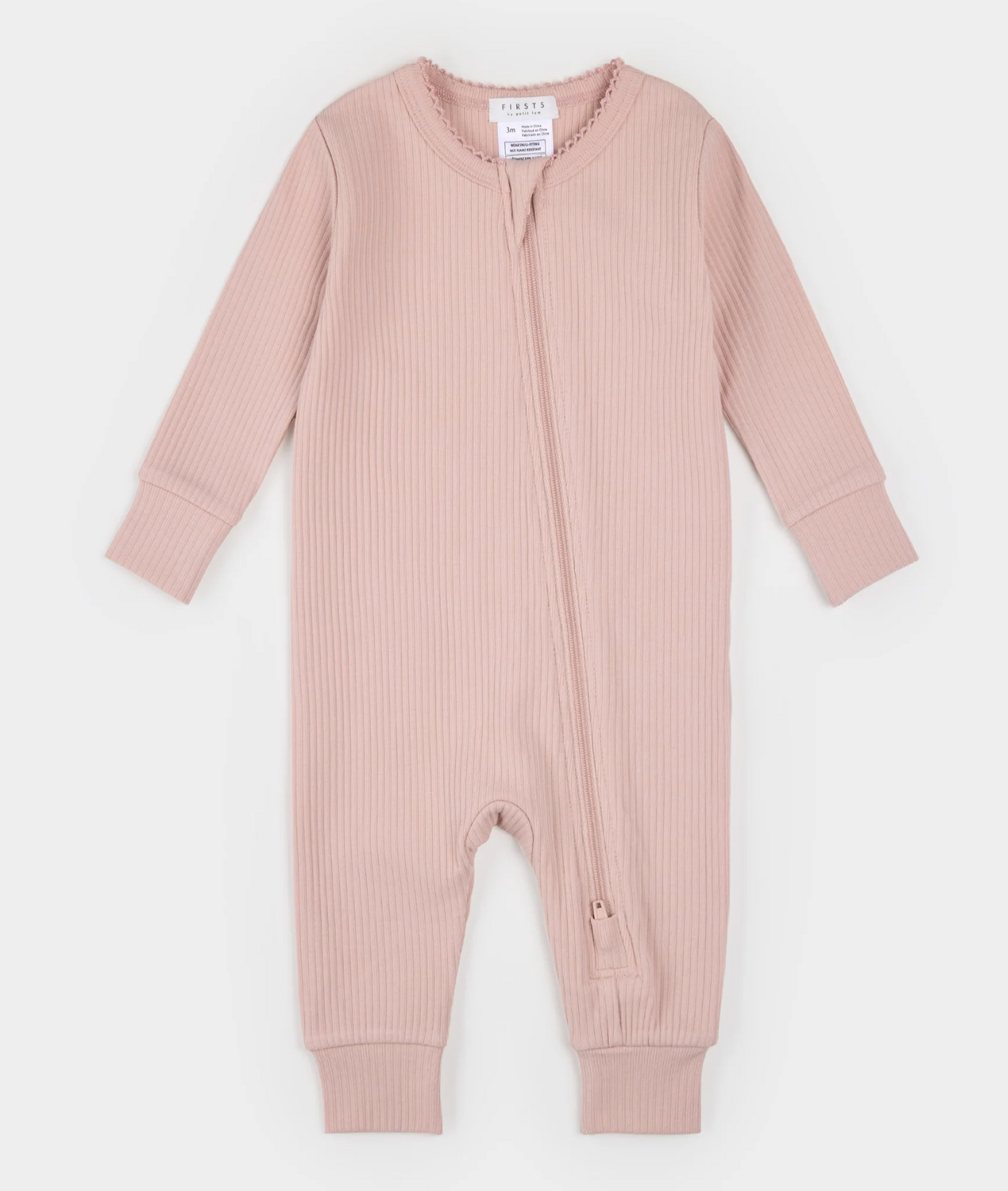 Zipper Sleeper - Rose Rib Scalloped