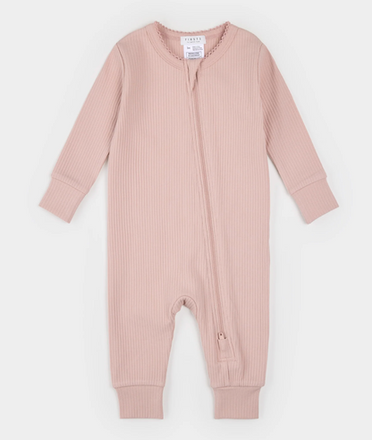 Zipper Sleeper - Rose Rib Scalloped