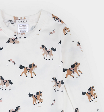 2 Piece Long Sleeve PJ Set - Pony Print