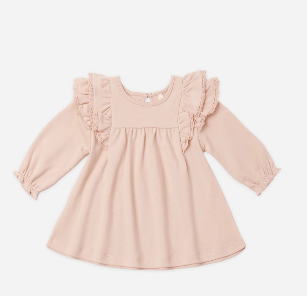Long Sleeve Flutter Dress - Dusty Rose