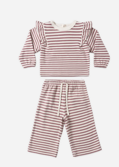 Ruffle Cozy Set - Mulberry Stripe