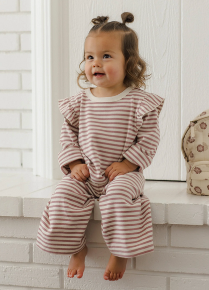 Ruffle Cozy Set - Mulberry Stripe