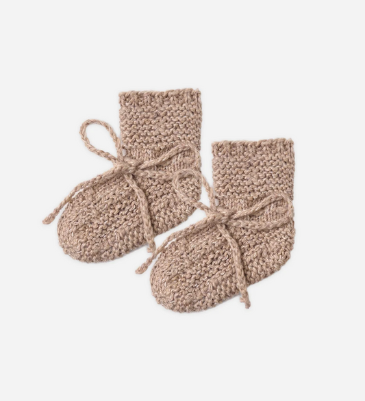 Knit Booties - Heathered Almond