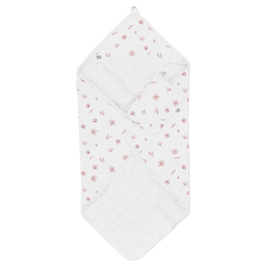 Infant Modal Hooded Towel Set - Pink Flower