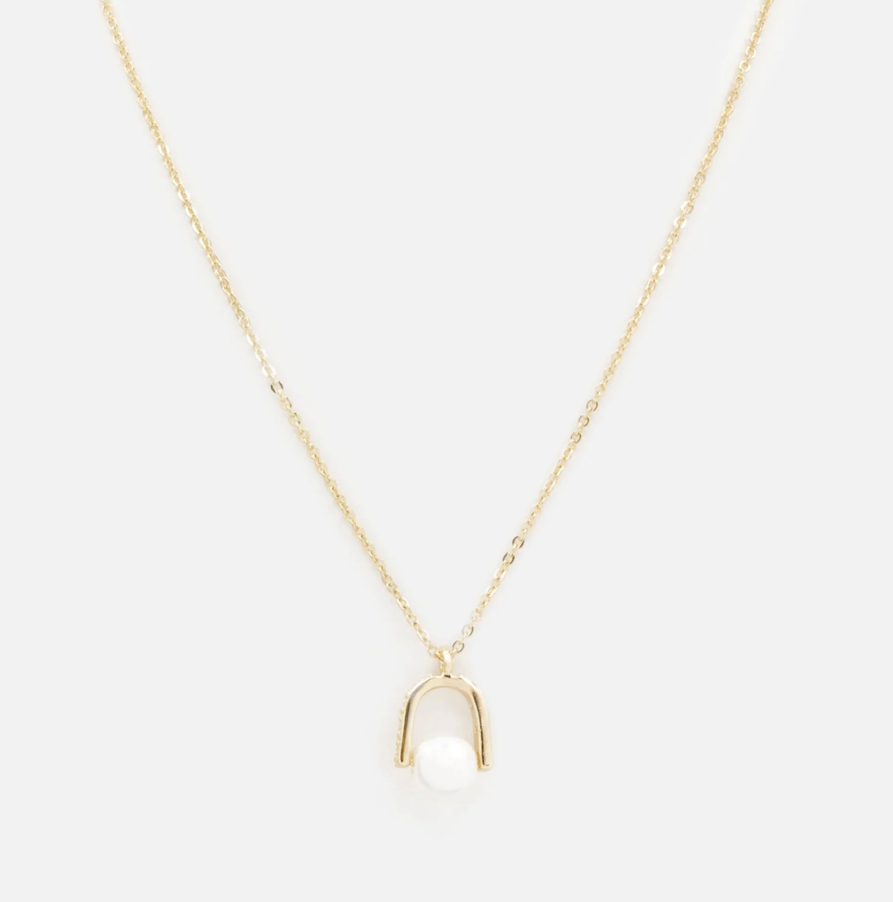 Golden Necklace with Pearl Bell Charm
