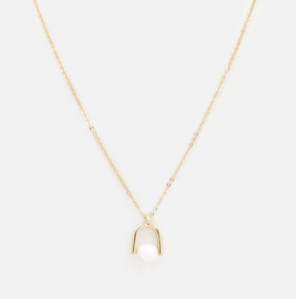 Golden Necklace with Pearl Bell Charm