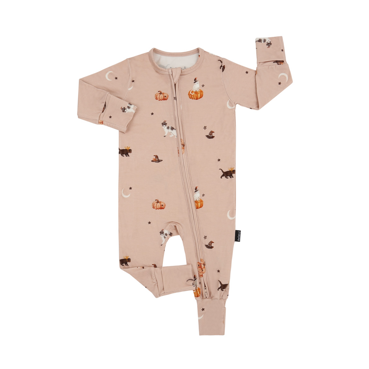 Footless Sleeper with Fold-Over Cuffs - Witch Cat