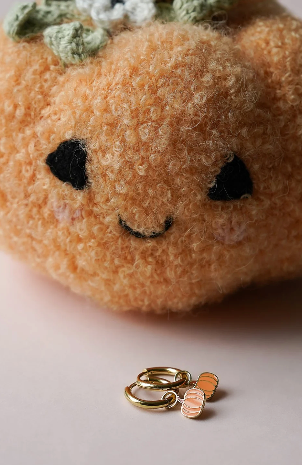 Earrings Hoop Charm - Pumpkin