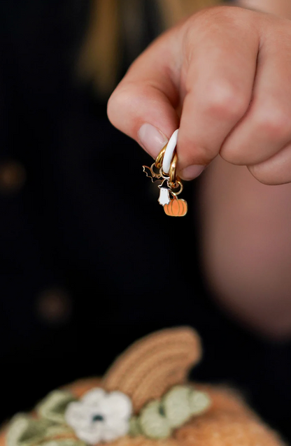 Earrings Hoop Charm - Pumpkin